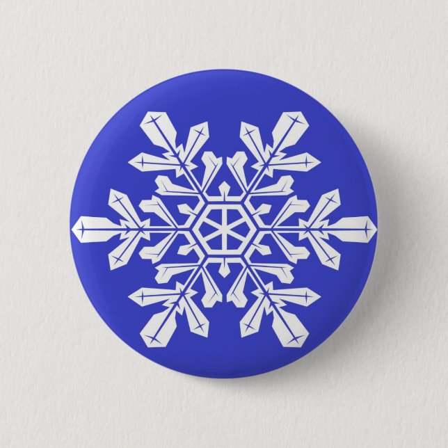 Bóton Redondo 5.08cm Floco de neve azul-botão (Frente)