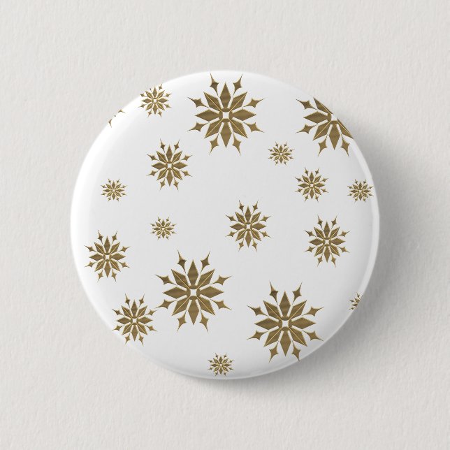 Bóton Redondo 5.08cm Flocos de neve ouro (Frente)
