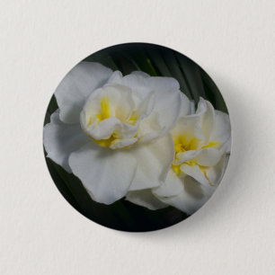 Bóton Redondo 5.08cm Flor branca