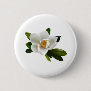Bóton Redondo 5.08cm flor branca da magnólia