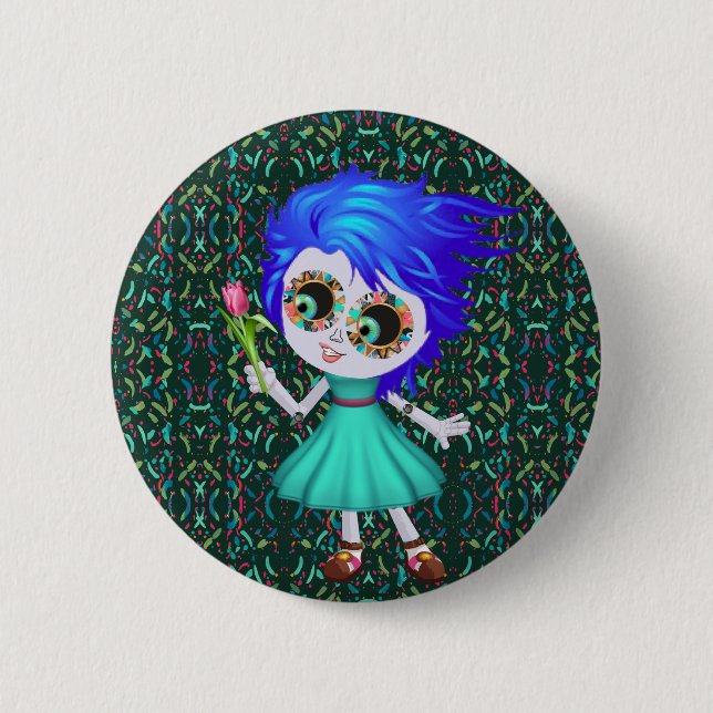 Bóton Redondo 5.08cm Flor Cheio (Frente)