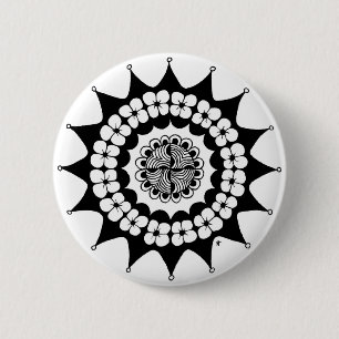Bóton Redondo 5.08cm Flor Coroa Zen Mandala