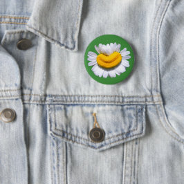 Bóton Redondo 5.08cm Flor de Camomila Radiante Feliz Sorriso