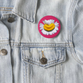 Bóton Redondo 5.08cm Flor de Camomila Radiante Feliz Sorriso