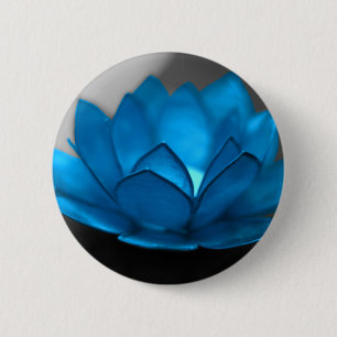 Bóton Redondo 5.08cm Flor de Lotus azul