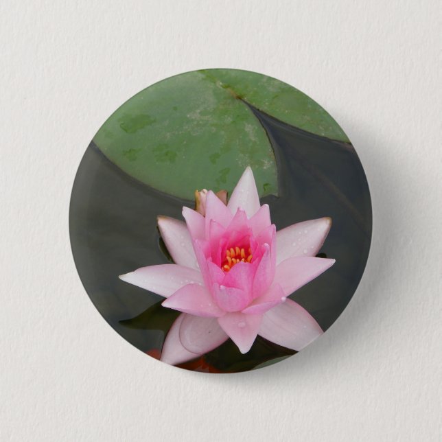 Bóton Redondo 5.08cm Flor de Lotus cor-de-rosa (Frente)