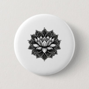 Bóton Redondo 5.08cm Flor de Lótus de Meditação de Yoga no Fluxo de Lót