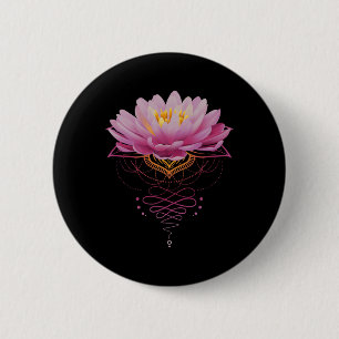Bóton Redondo 5.08cm Flor de Lótus Espiritual Unalome Meditação Zen Yog