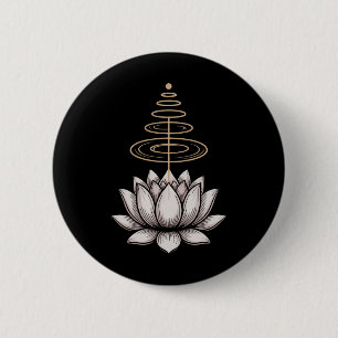Bóton Redondo 5.08cm Flor de Lótus Espiritual Unalome Meditação Zen Yog