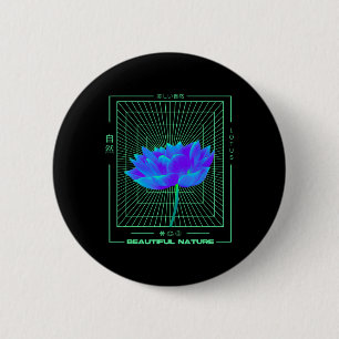 Bóton Redondo 5.08cm Flor de Lótus Vaporwave Namaste Meditação Zen Yoga