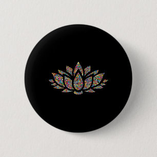 Bóton Redondo 5.08cm Flor de Lótus Yoga Om Namaste 