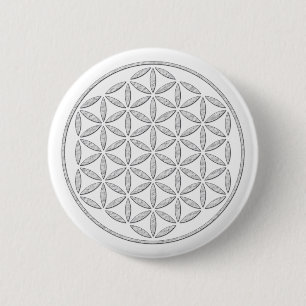 Bóton Redondo 5.08cm Flor De Vida / Blume des Lebens - Branco
