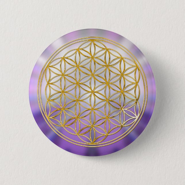 Bóton Redondo 5.08cm Flor De Vida Yantra (Frente)