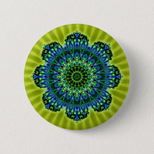 Bóton Redondo 5.08cm Flor lightgreen verde do azul da mandala