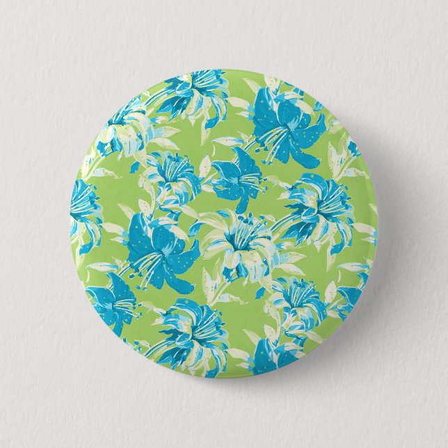 Bóton Redondo 5.08cm Flor lírio verde-claro, verde-claro e claro (Frente)