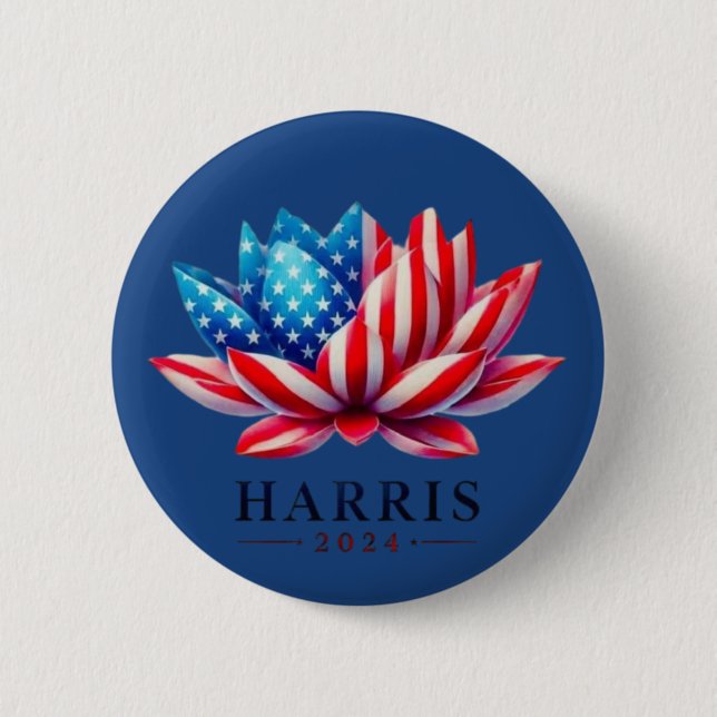 Bóton Redondo 5.08cm Flor personalizada kamala harris América (Frente)