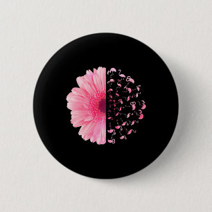 Bóton Redondo 5.08cm Flor rosa Flamingo Mês de consciência do câncer de