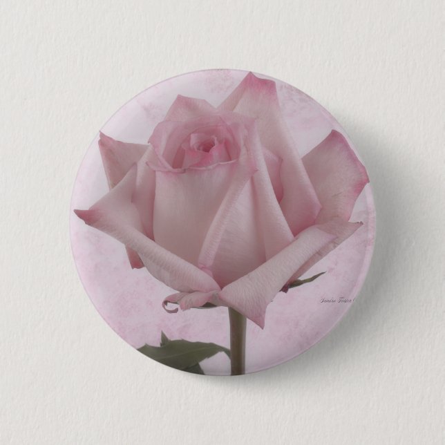 Bóton Redondo 5.08cm Flor Rosa Rosa Rosa Suave (Frente)