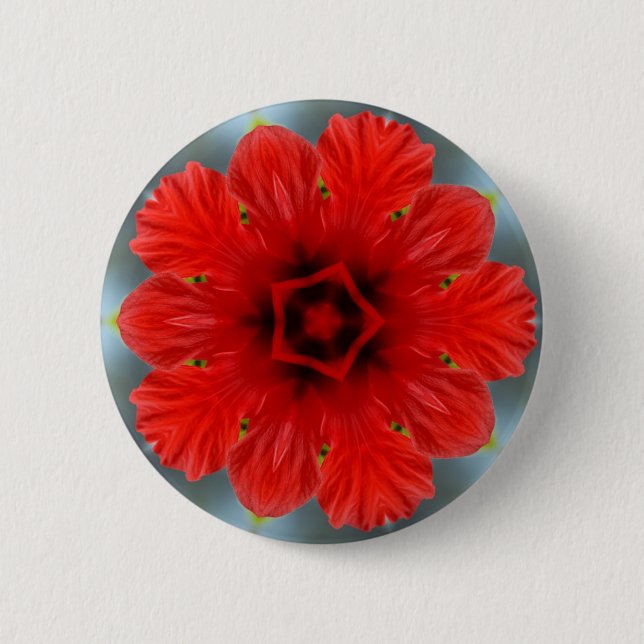 Bóton Redondo 5.08cm Flor Vermelha (Frente)