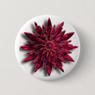 Bóton Redondo 5.08cm flor vermelha