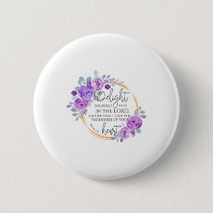 Bóton Redondo 5.08cm Floral Christian Delight A Si Mesmo No Senhor Bibl