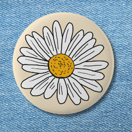 Bóton Redondo 5.08cm Floral de Margarida Branca Monogramada