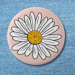 Bóton Redondo 5.08cm Floral de Margarida Branca Monogramada