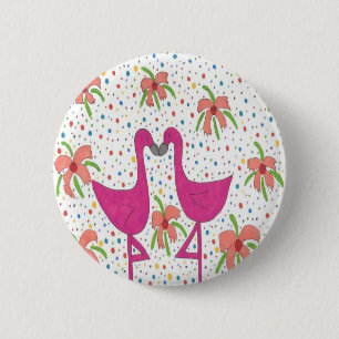 Bóton Redondo 5.08cm Floral Flamingo Fiesta