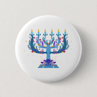 Bóton Redondo 5.08cm floral menorah hanukkah