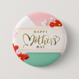 Bóton Redondo 5.08cm Floral moderno cora ouro branco verde cor-de-rosa