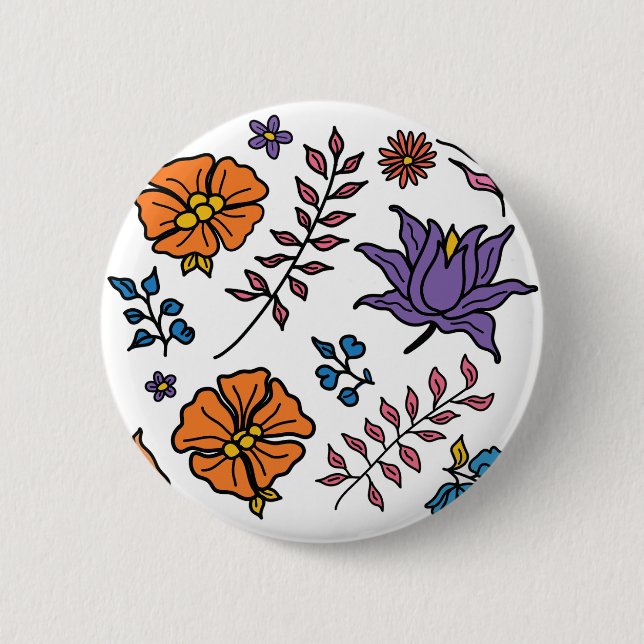 Bóton Redondo 5.08cm Floral Pattern Button (Frente)