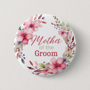 Bóton Redondo 5.08cm Floral Personalizado para a Mãe do Noivo no Chá de