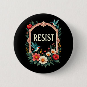 Bóton Redondo 5.08cm Floral Resist Trump Funny Anti-trump 2025