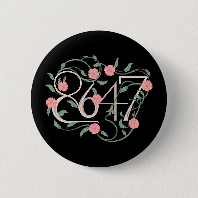 Bóton Redondo 5.08cm Floral Sutil Anti Trump 8647 86 47 Boho (Frente)