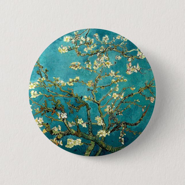 Bóton Redondo 5.08cm Flores de Amendoeira de Van Gogh Impressionismo Cl (Frente)
