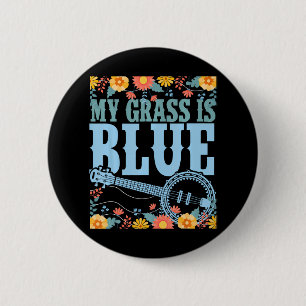 Bóton Redondo 5.08cm Flores de Banjo legal Blegrass com Stringage