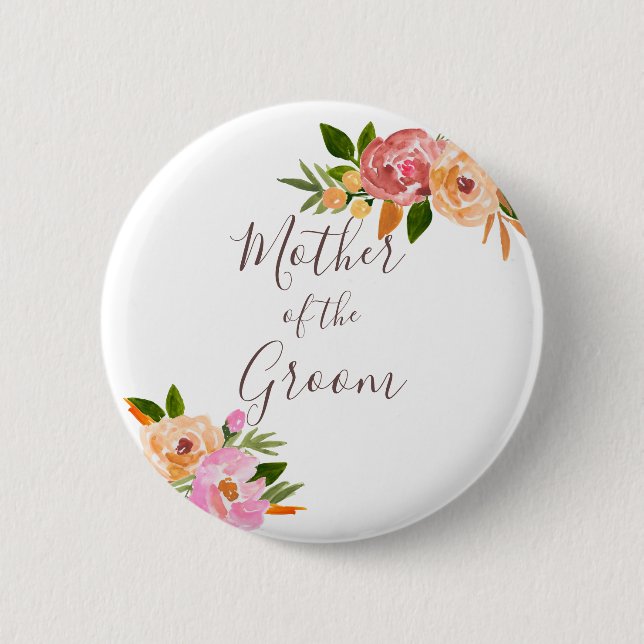 Bóton Redondo 5.08cm flores de casamento de primavera Mãe da Noiva (Frente)