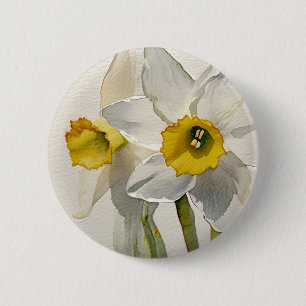 Bóton Redondo 5.08cm Flores de Íris em Aquarela Moderna