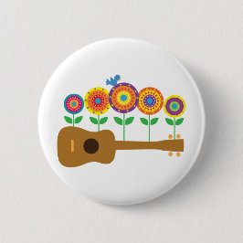Bóton Redondo 5.08cm Flores do Ukulele