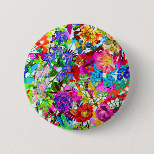 Bóton Redondo 5.08cm Flores mágicas bonitas e coloridas, Camiseta-T-tud