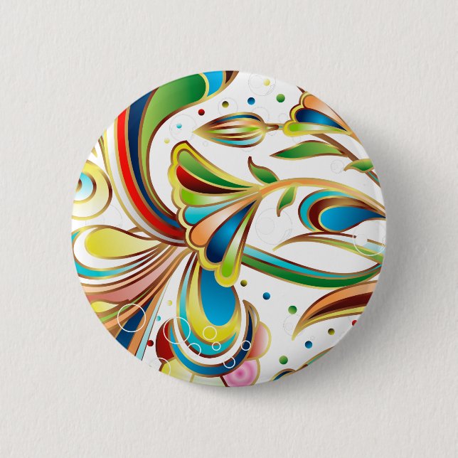 Bóton Redondo 5.08cm Flores Nadadoras Gordas (Frente)