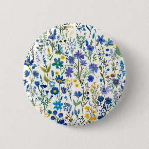 Bóton Redondo 5.08cm Flores silvestres Russas do Jardim Azul
