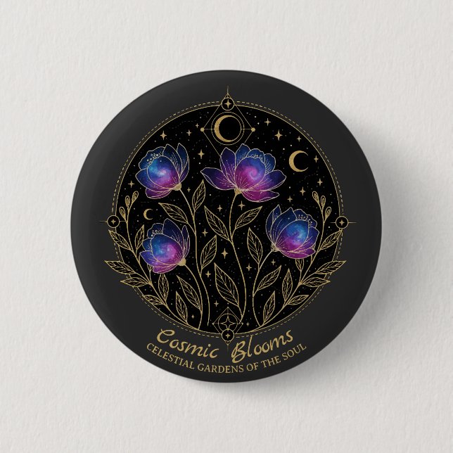 Bóton Redondo 5.08cm Florescósmicas – Mandala Floral Celestial (Frente)