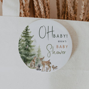 Bóton Redondo 5.08cm Florestas De Madeira Oh Bebê