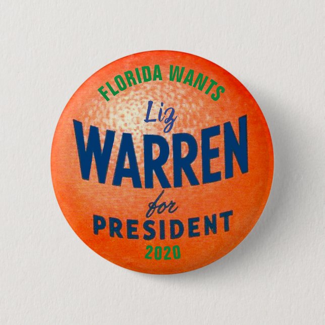 Bóton Redondo 5.08cm Flórida quer Liz Warren 2020 (Frente)