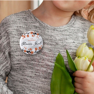 Bóton Redondo 5.08cm FLOWER GIRL Tropical Flowls Swirls Casamento Chic