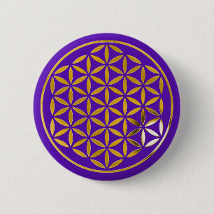 Bóton Redondo 5.08cm Flower Of Life 1 - stamp   Gold violet