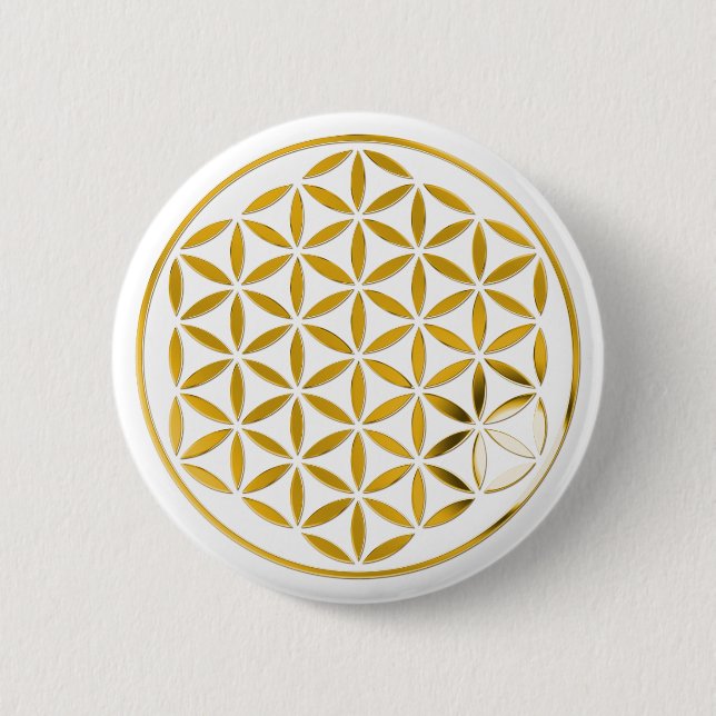 Bóton Redondo 5.08cm Flower Of Life - Gold 1 stamp (Frente)