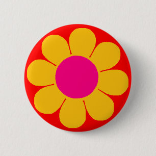 Bóton Redondo 5.08cm Flower power amarelo