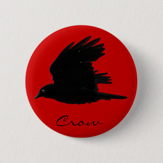 Bóton Redondo 5.08cm FLYING CROW Raven Wildlife Bird Art